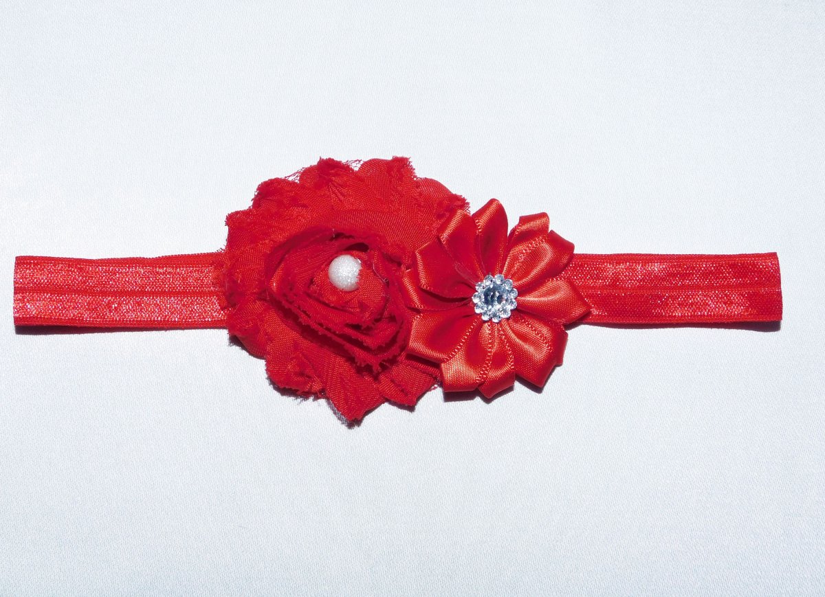 Čelenka červená 2 květiny 