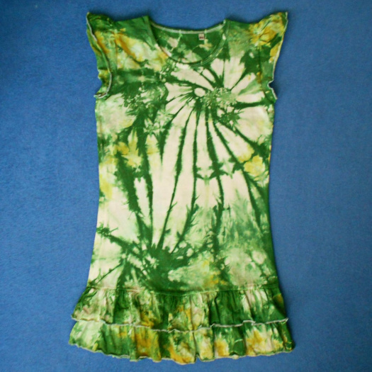 Dívčí bílo-zelené batikované šaty 9/11 (13383395)