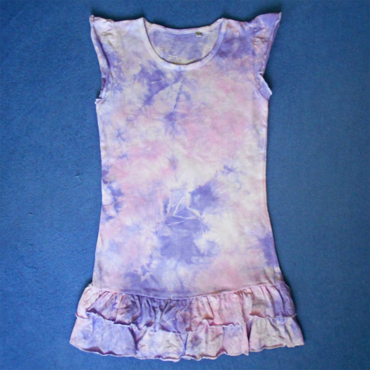 Dívčí bílo-růžovo-fialové batikované šaty 9/11 (13404590)