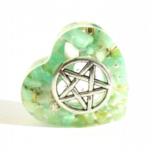Orgonitová hmatka - pentagram s amazonitem