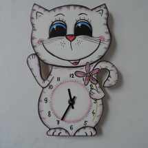 Nástěnné hodiny-kočka