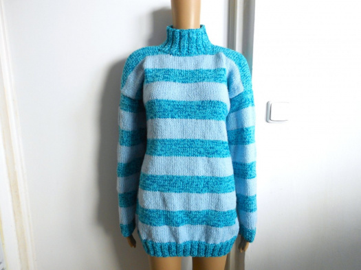 Ručně pletený svetr s merinem L,XL