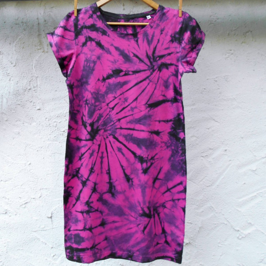 Růžovo-černé dámské batikované šaty S - XXL 14903245