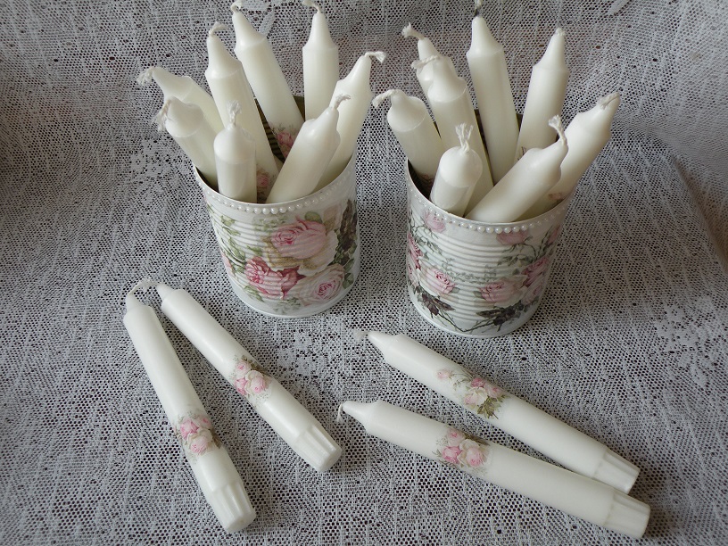 Romantická sada svíček v plechovce vintage roses