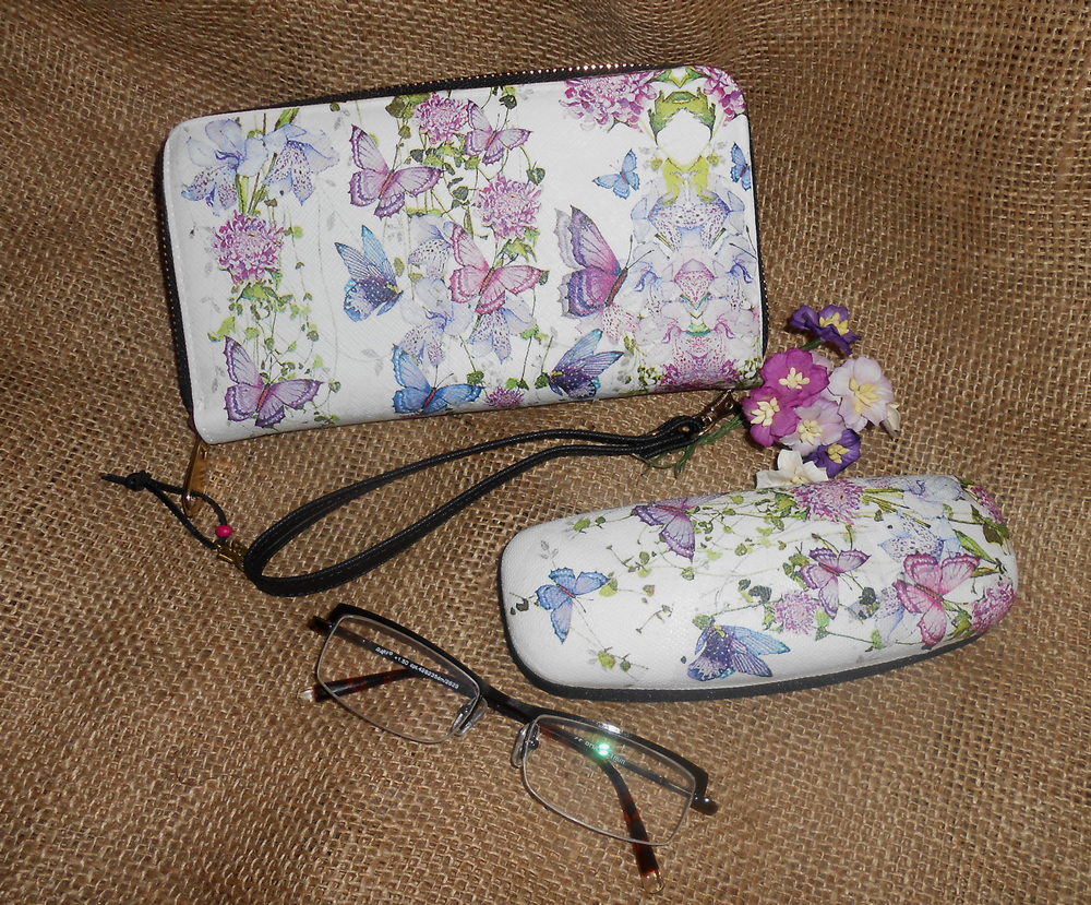 Peněženka + pouzdro na brýle - motýlci