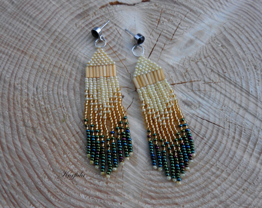 Náušnice šité jarní paprsky