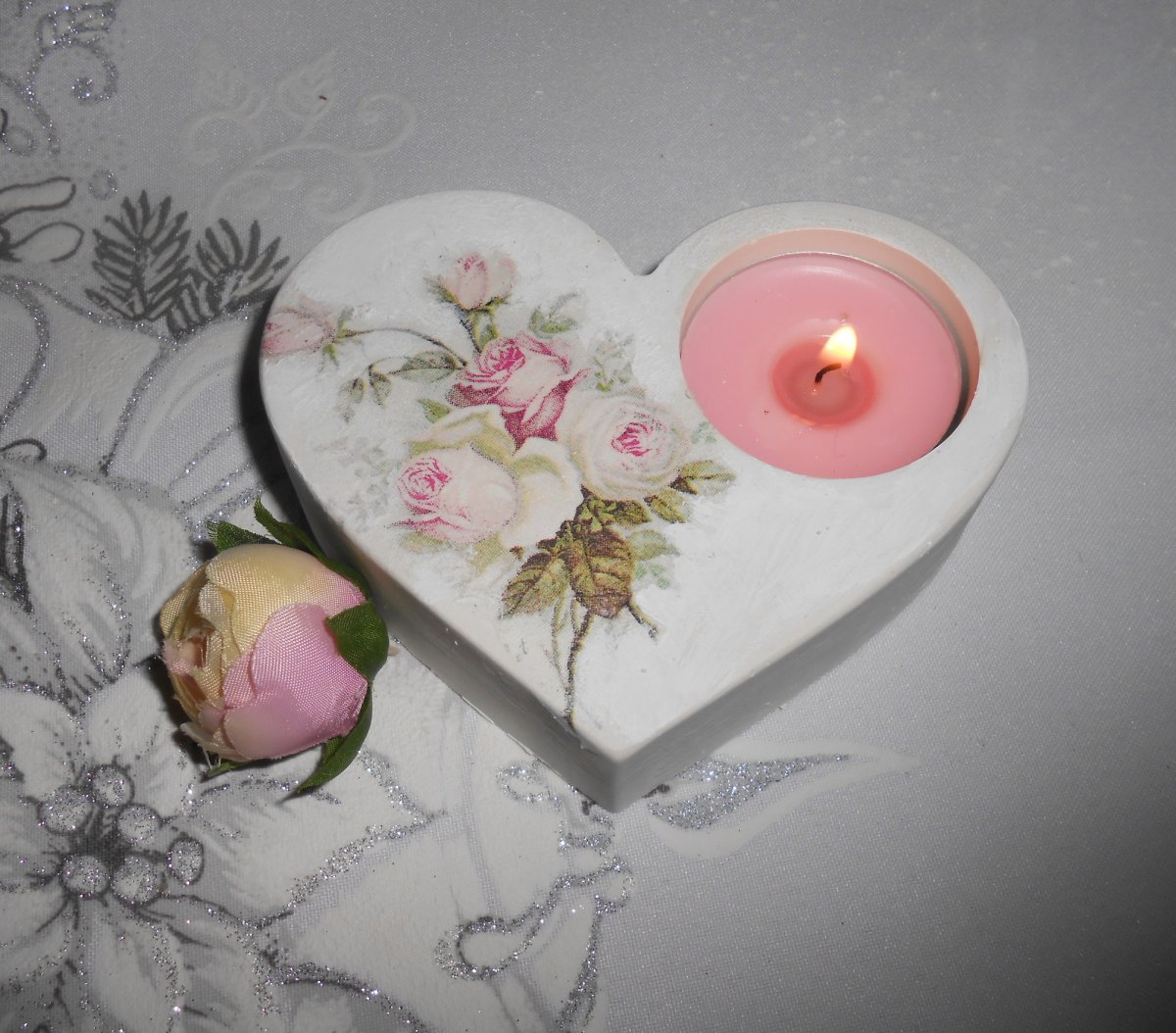 Svícen na čajovou svíčku - růže