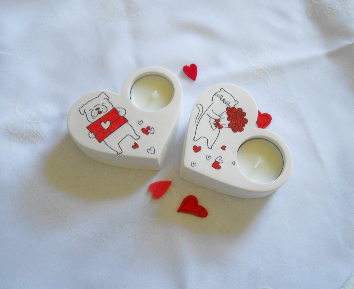 Svícen - 2 ks - srdce LOVE