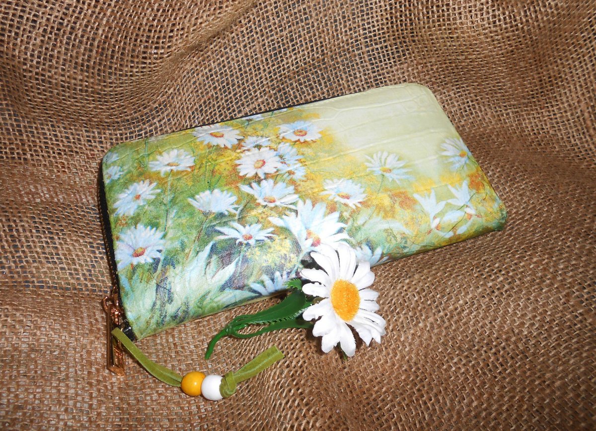 Peněženka - kopretiny