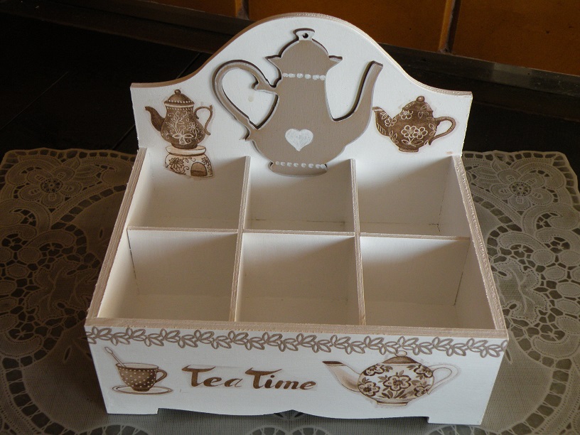 Krabička na čaj - romantická čajovka s konvičkami