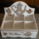 Krabička na čaj - romantická čajovka s konvičkami