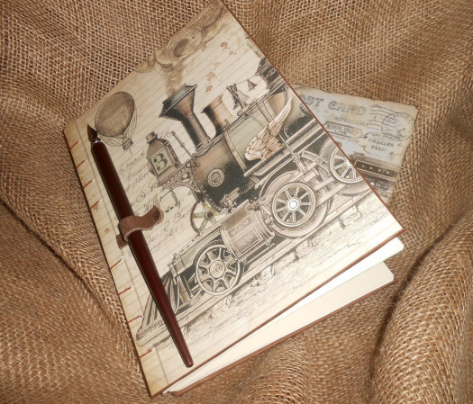 Deník, zápisník + pero - Století páry