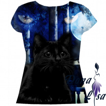 Dámské tričko s černou kočkou vel.S-M