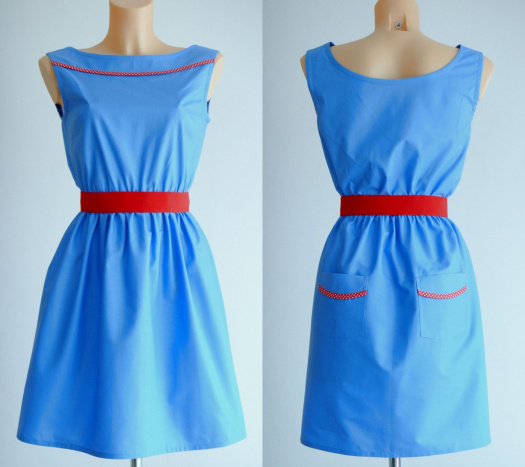Dress Sky Blue/Dotty Pockets