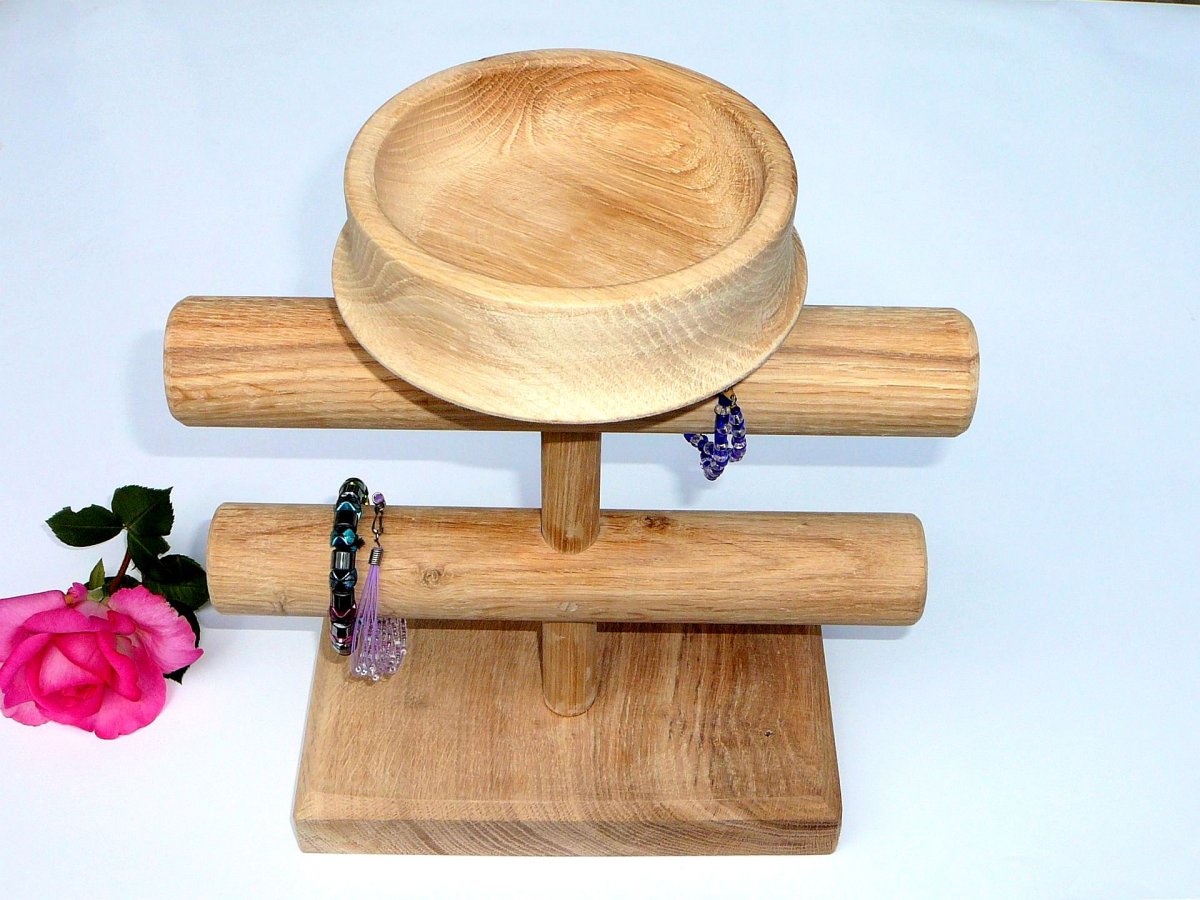 Dvoupatrový stojan s miskou 2 - dub