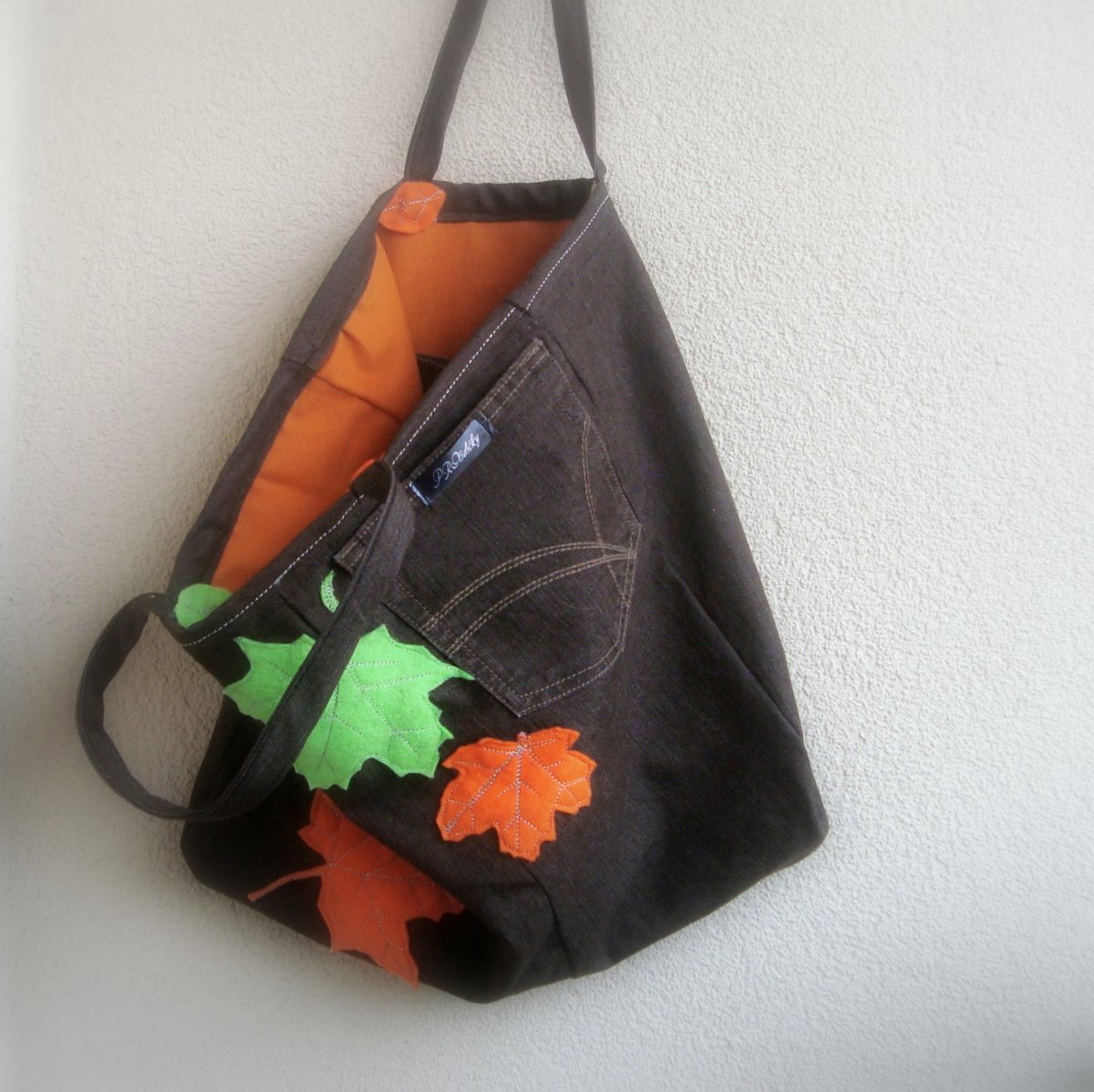 Džínová nákupka-Spadané listí