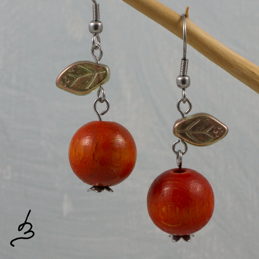Náušnice Oranžová jablíčka - S.Steel