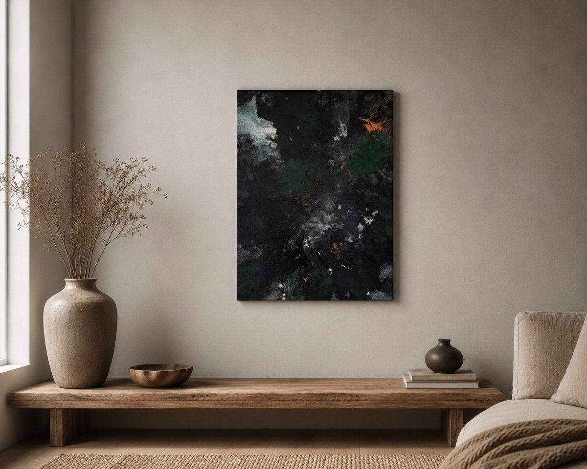 Abstraktní obraz - Smaragdové podsvětí, 50x70 cm