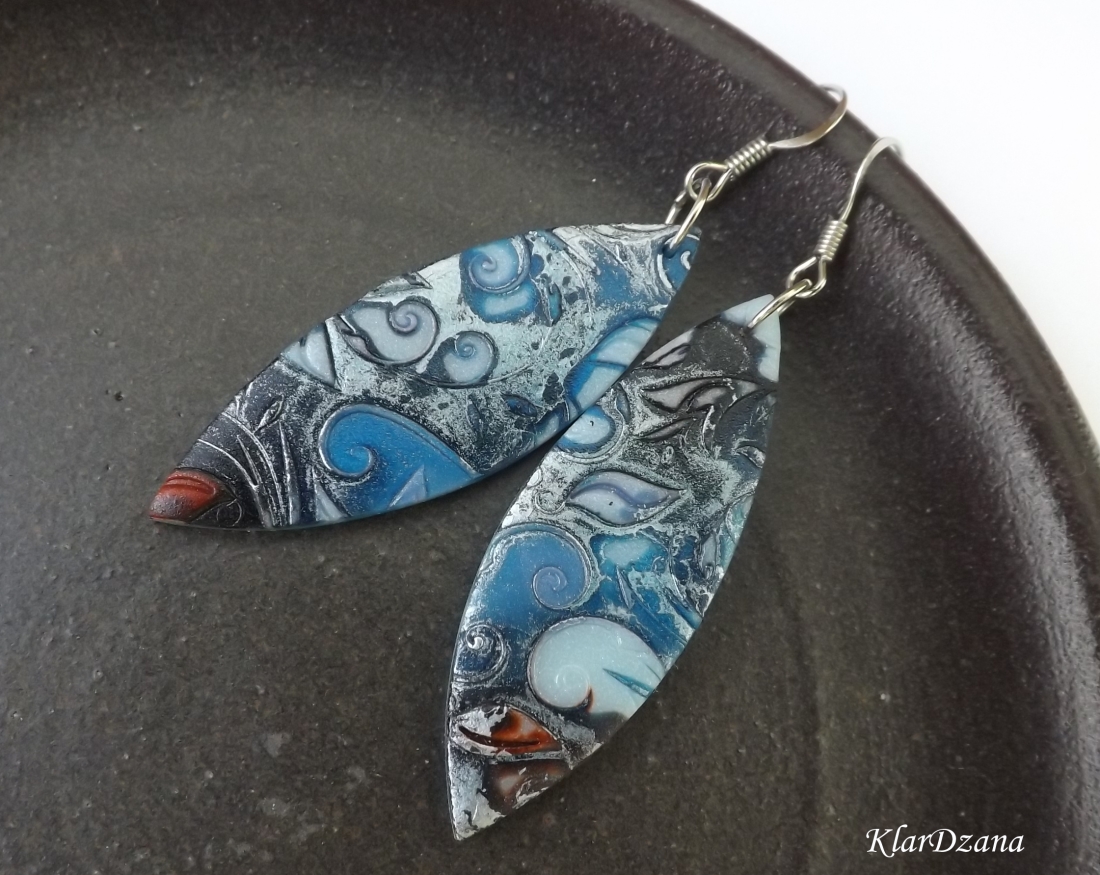 Náušnice Frozen lístky modré