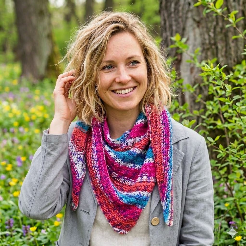 RUČNĚ PLETENÝ ASYMETRICKÝ ŠÁTEK