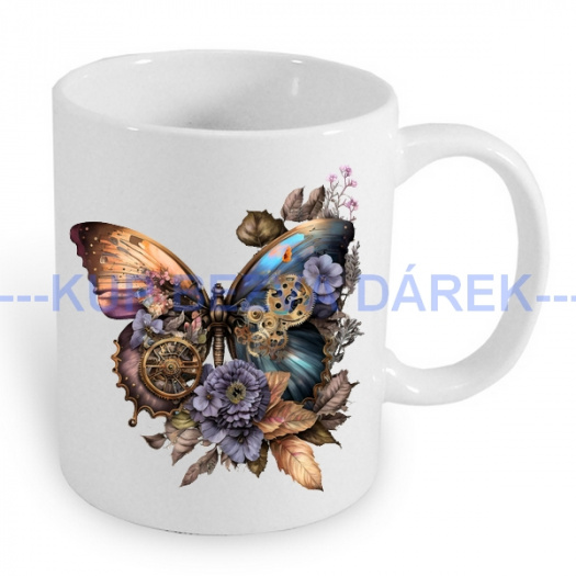 Hrnek s motivem objem 330 ml - Motýl steampunk - č.55