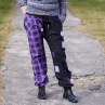 Kalhoty baggy černá káro violetka