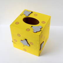 Krabička na kapesníky sýrová s myškami