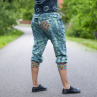 Kalhoty baggy 3/4 zelená batika lentilky