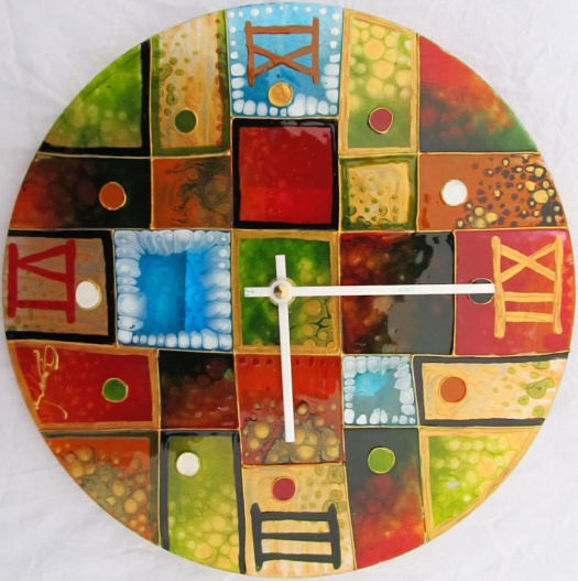 Hravá Skleněná Mozaika- skleněné hodiny 33cm