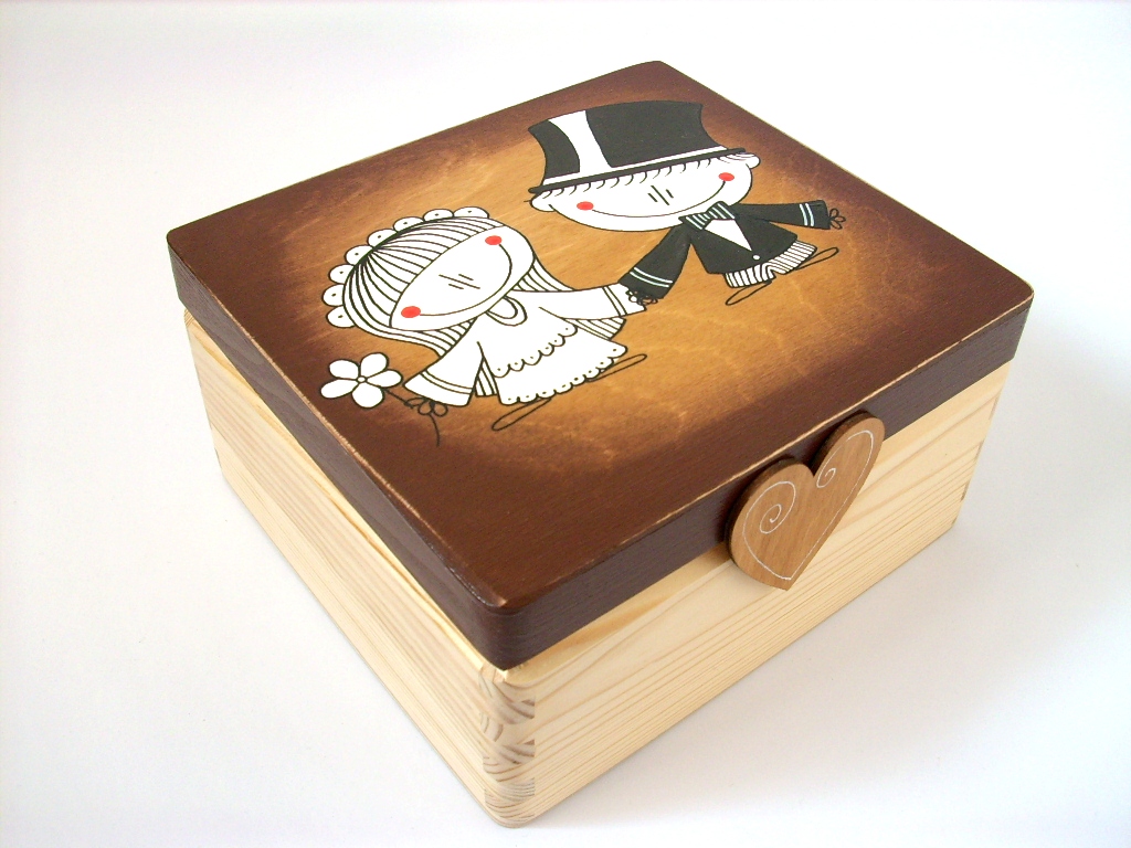 Svatební truhla oblá větší s textem na přání...no.562