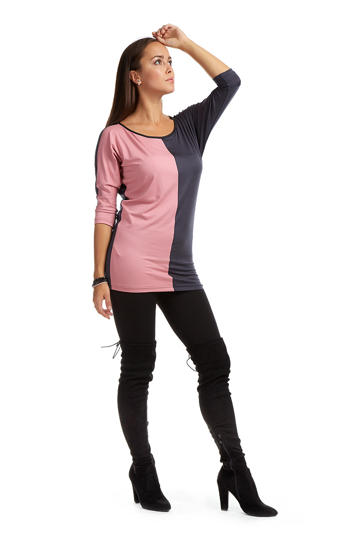 Dvoubarevná tunika DARA / růžová+antracit 