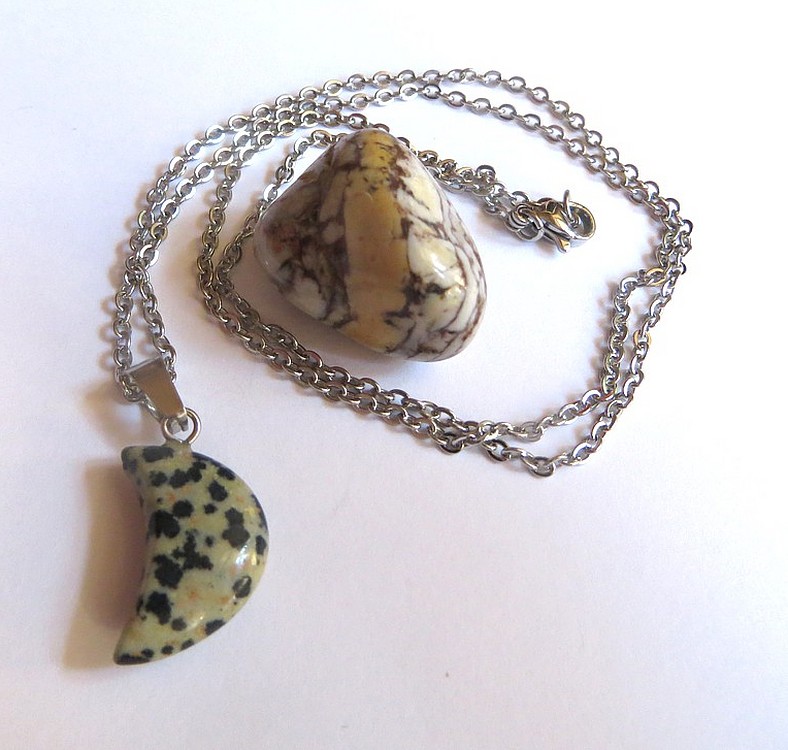 Náhrdelník řetízek NEREZ s jaspisem dalmatin      (NK0351)