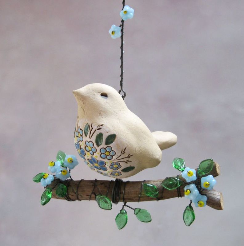 V pomněnkách....ptačí dekorace