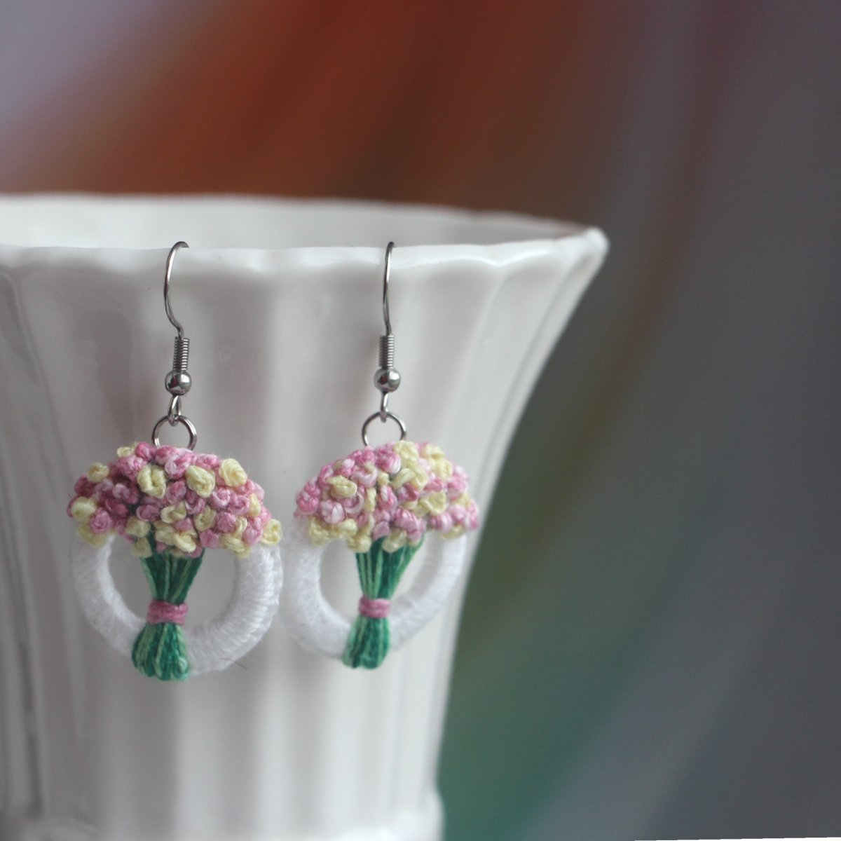 Dámské růžové Náušničky květinkové