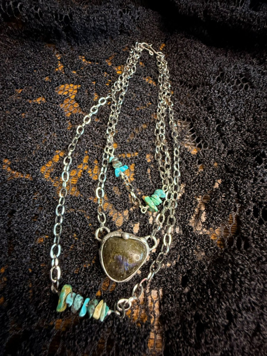 LABRADORIT + TYRKYS náhrdelník