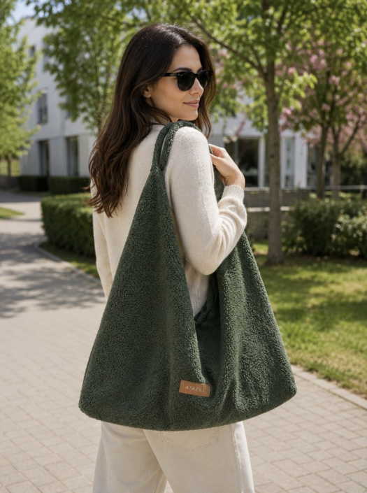 Kabelka Maja - zelené bouclé 