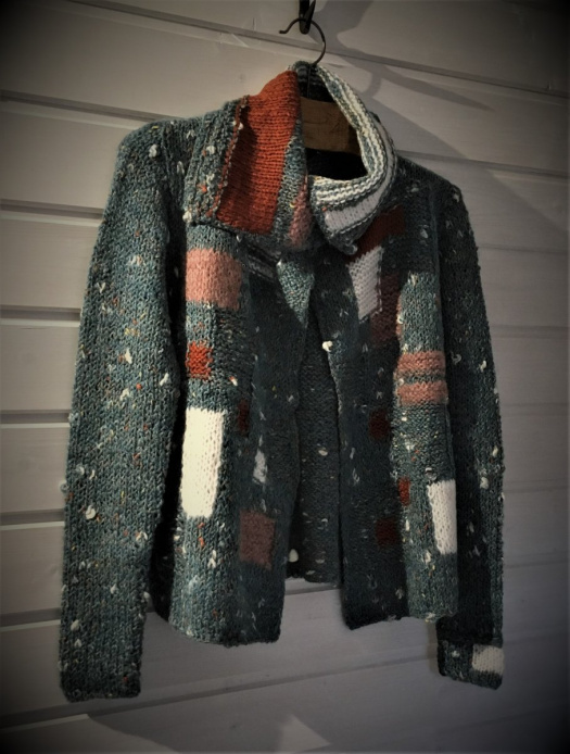 Cardigan  kostkovaný - dozelena