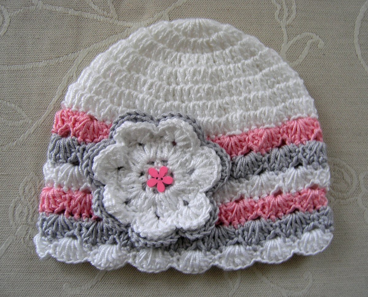 Jarní/podz. čepka - bílá/růž./sv.šedá