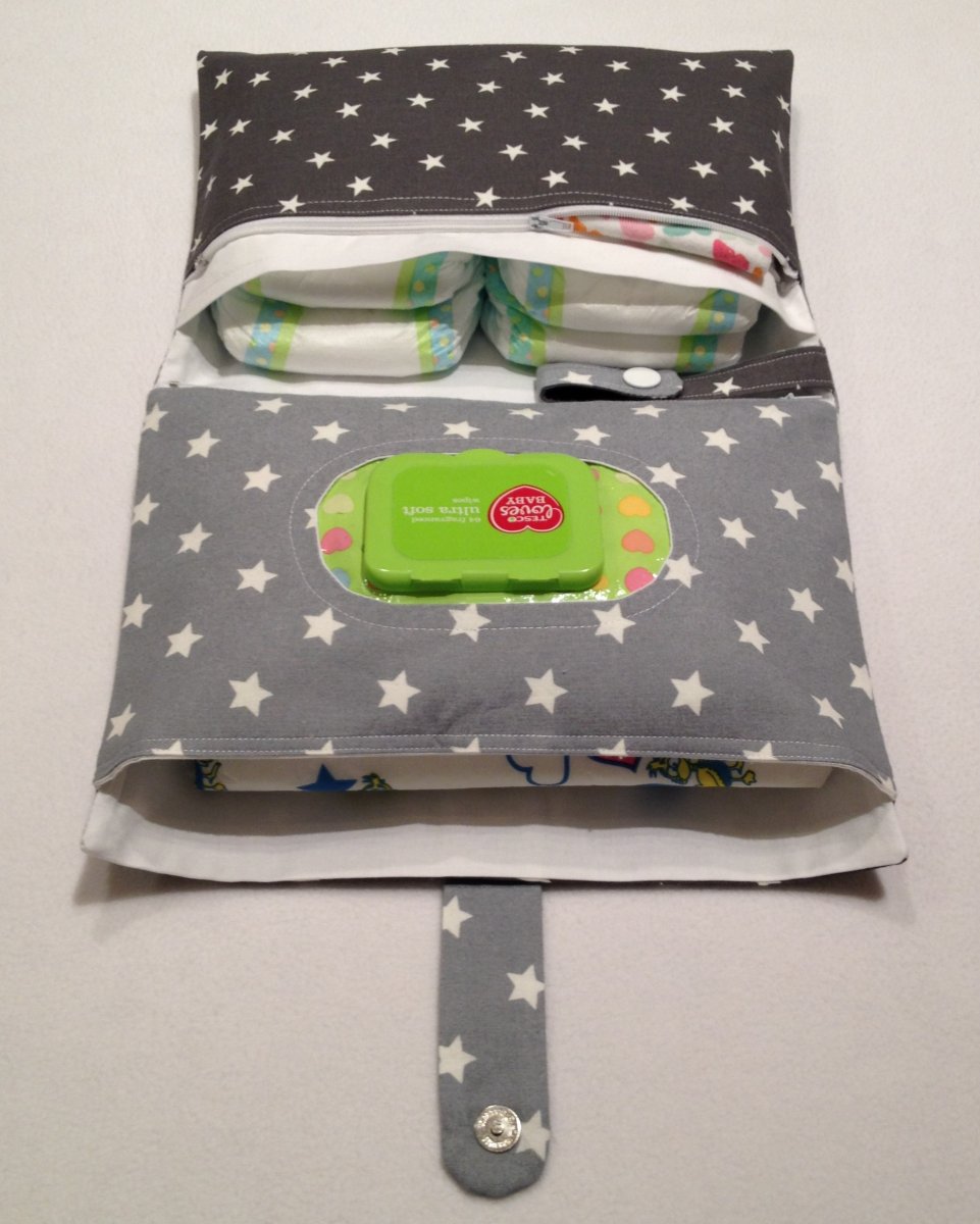 Plenkovník 4 v 1 - hvězdy na šedé, 4 kapsy