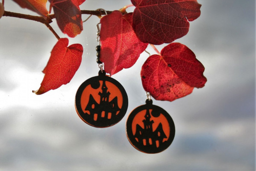 Vrstvené náušnice Halloween tajemný hrad