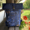 Jeans s květy - rolovací/překlápěcí batoh