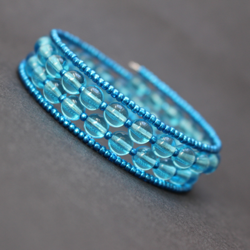 Náramek 4 řady aqua