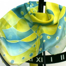 Hedvábný šátek: Vlnění modro-žluté