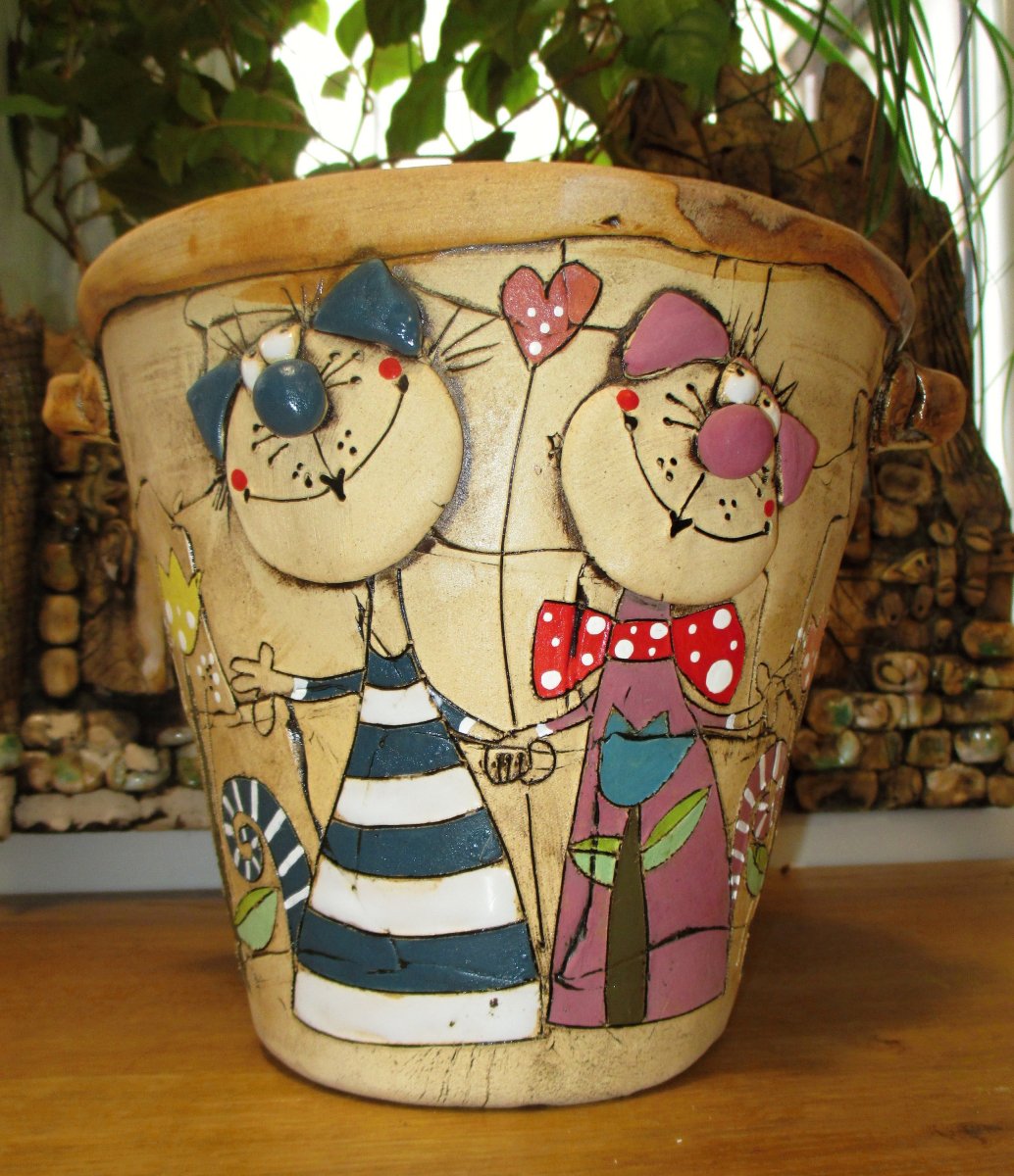 Obal na květináč - Kočky