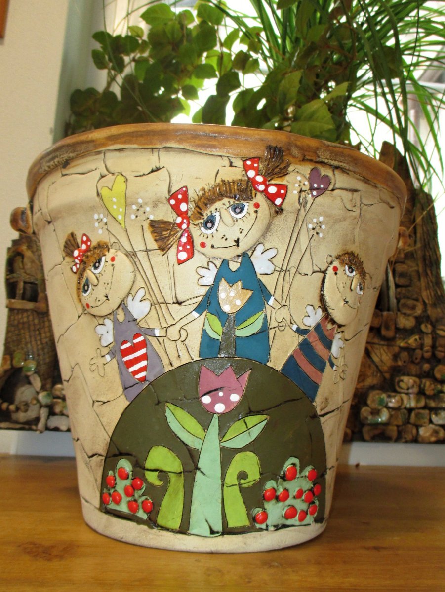 Obal na květináč s andílky