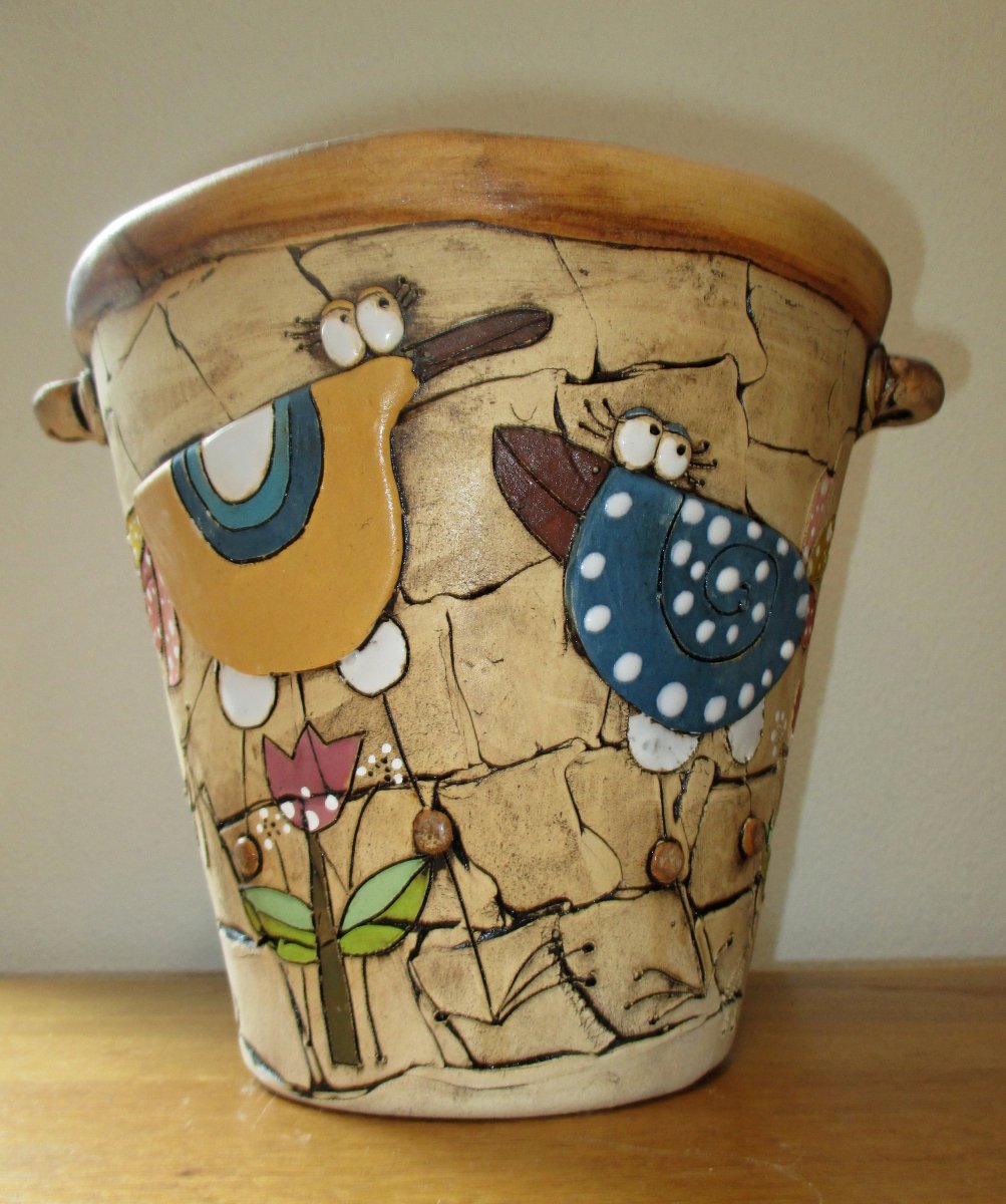 Obal na květináč - Ptáci 