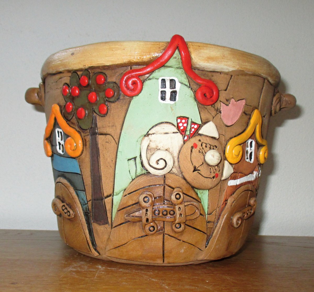 Obal na květináč - Domečky