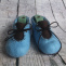 Boty capáčky modré Plstěné z ovčího rouna (vlny) - modrá-čokoládová