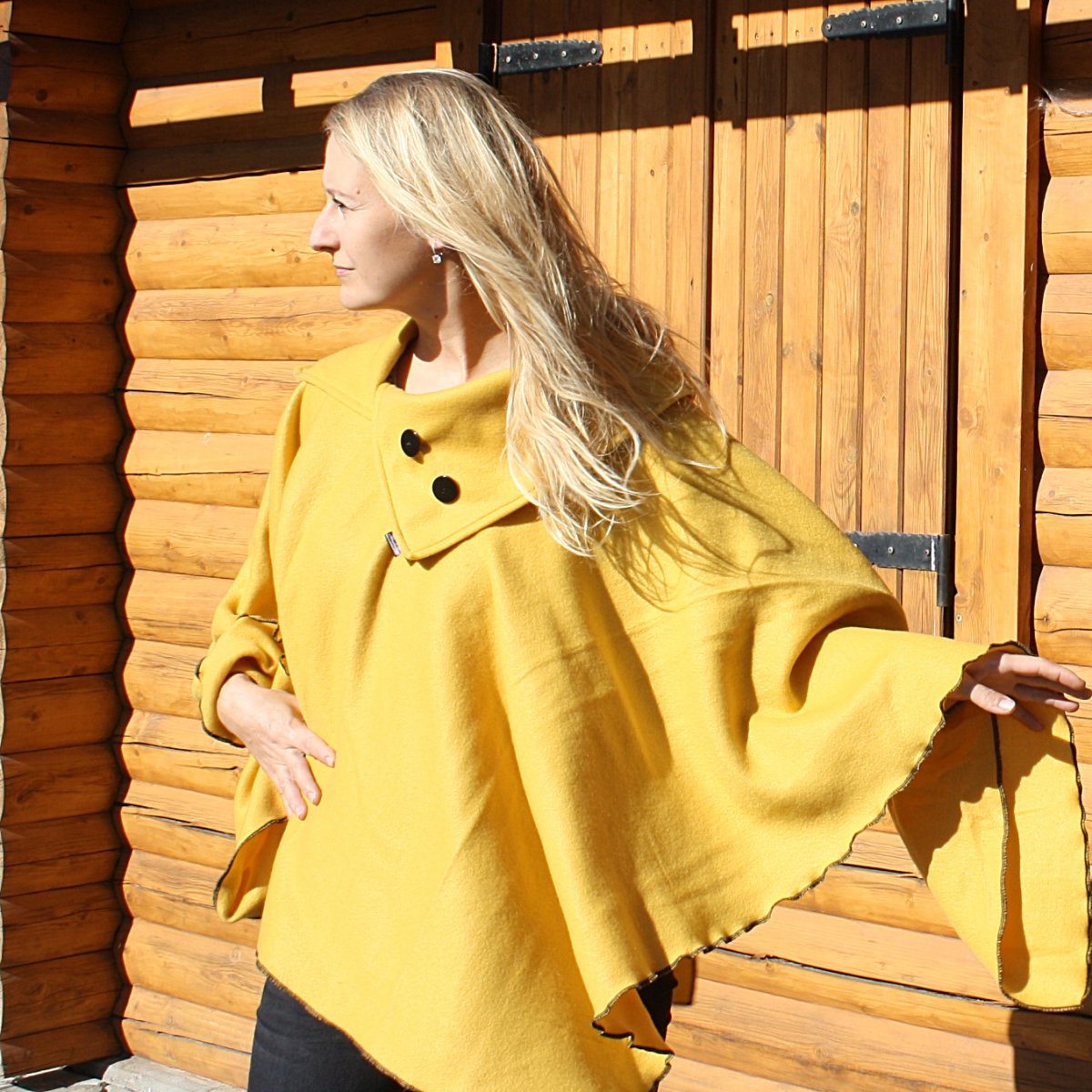 DÁMSKÉ PONČO - TOP KVALITA - HOŘČICOVÁ