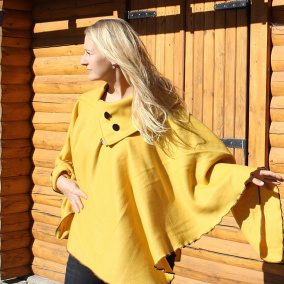 DÁMSKÉ PONČO - TOP KVALITA - HOŘČICOVÁ